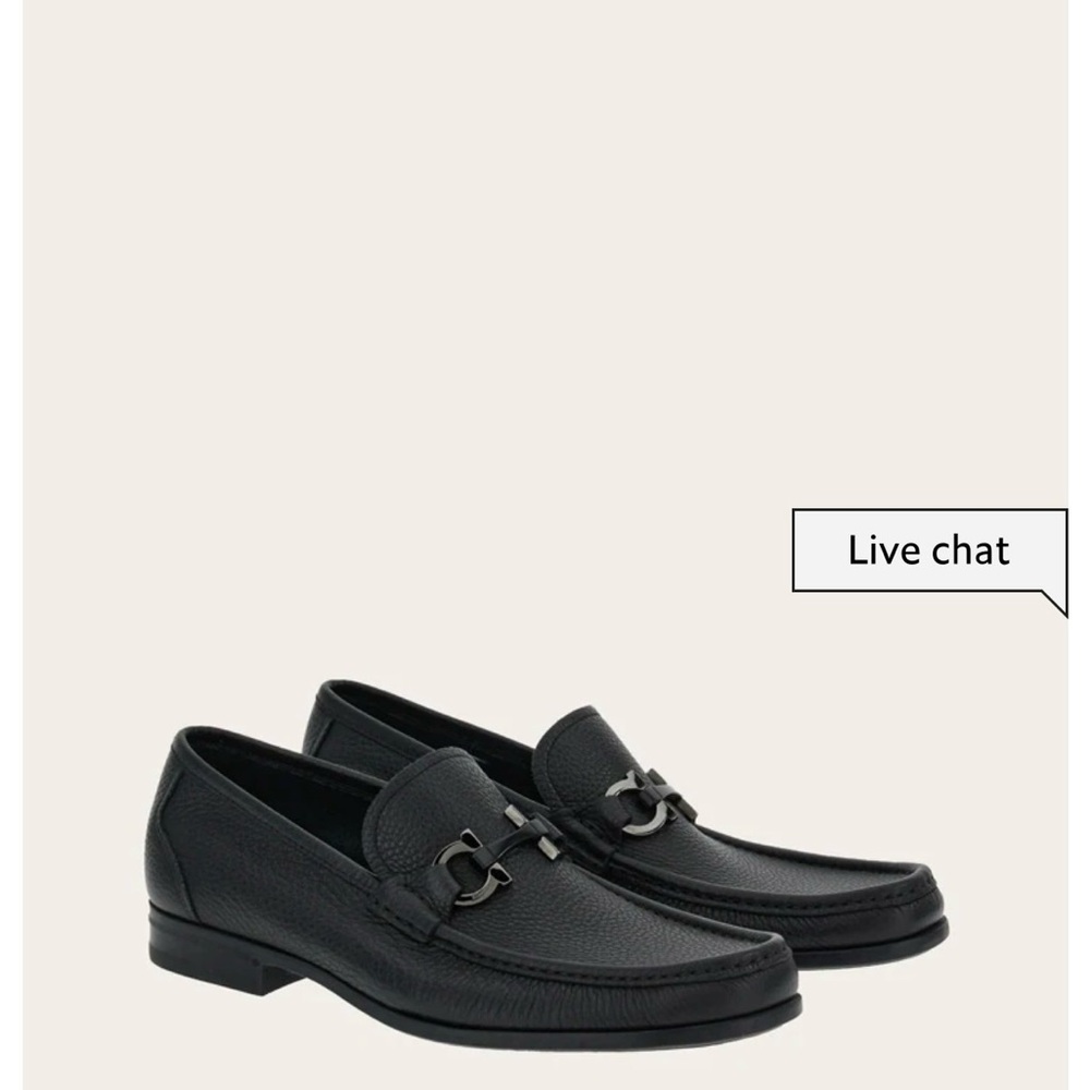 Ferragamo Gancini Buckle Black Leather Men’s Loafers